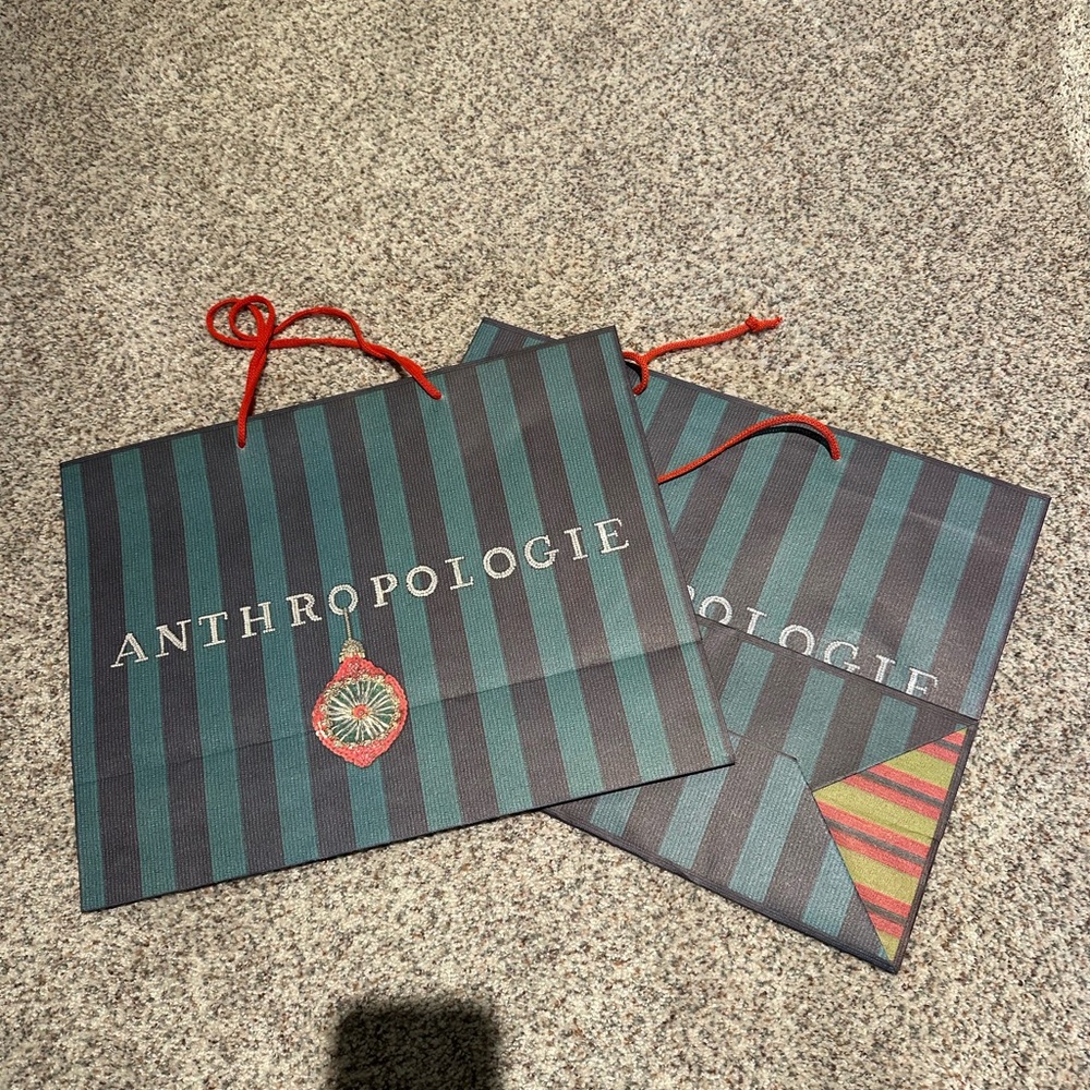 NEW set of 2 Anthropologie Striped Gift Bags
